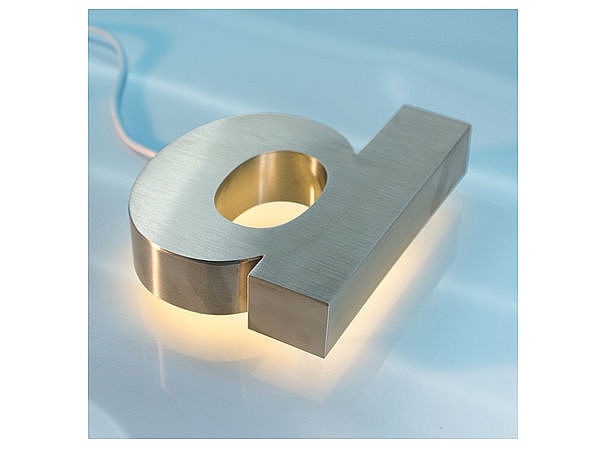 3D Edelstahl - Hausnummer mit weien LEDs - Buchstabe d