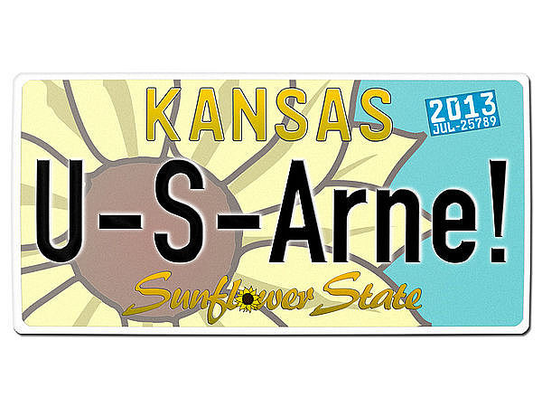Kansas USA Autonummernschild mit individuellem Wunschtext bedruckt