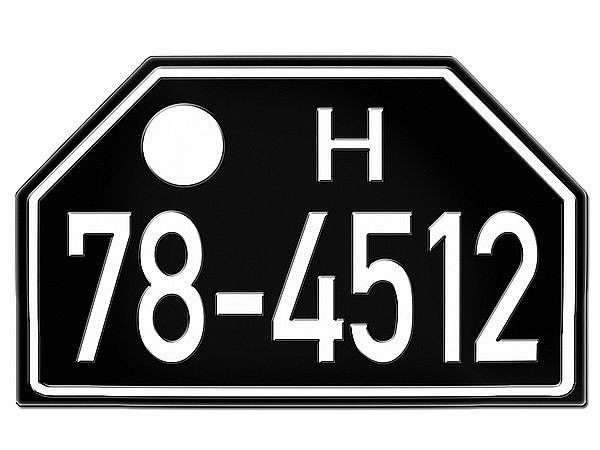 PKW Nummernschild Besatzungszeit H 1948 - 56 Replika - Amerikanische Zone Hessen