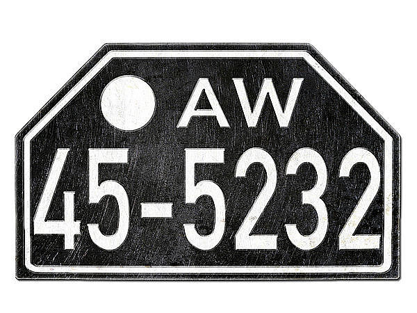 PKW Nummernschild Besatzungszeit 1948 - 56 Replika - Amerikanische Zone Nord-Wrttemberg und Nord-Baden