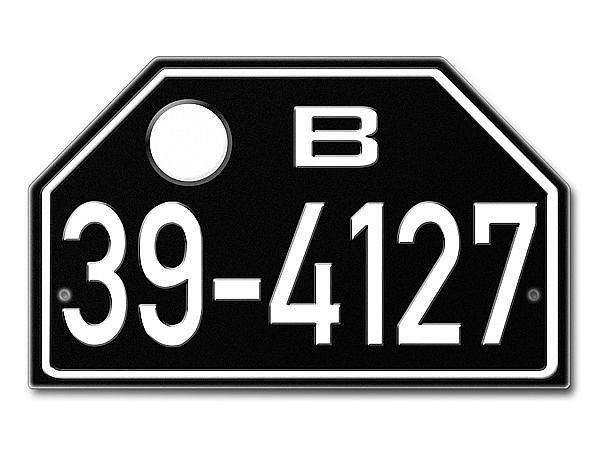 PKW Nummernschild Besatzungszeit B 1948 - 56 Replika - Amerikanische Zone Bayern