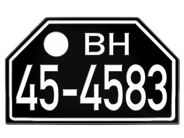 PKW Nummernschild Besatzungszeit BH 1948 - 56 Replika - Britische Zone Hamburg
