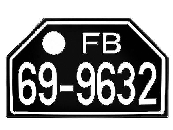 PKW Nummernschild Besatzungszeit FB 1948 - 56 Replika - Französische Besatzungszone Südbaden
