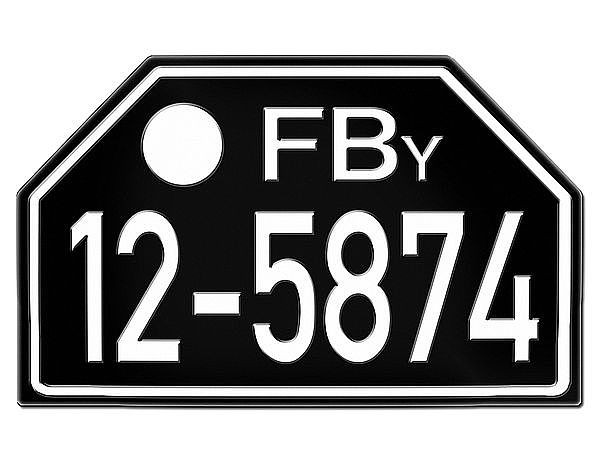 PKW Nummernschild Besatzungszeit FBY 1948 - 56 Replika - Französische Besatzungszone Lindau