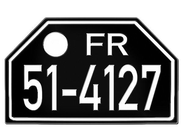 PKW Nummernschild Besatzungszeit FR 1948 - 56 Replika - Franzsische Besatzungszone Rheinland-Pfalz