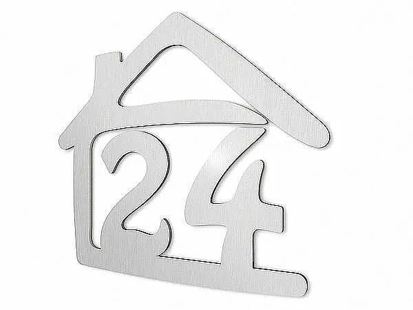 Hausnummer aus Edelstahl 300 mm x 260 mm Typ 39