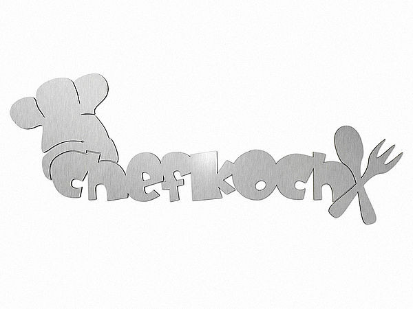 Edelstahlschild Chefkoch 400 x 150 mm Typ 46