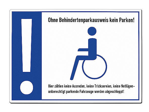 Warnschild Behindertenparkplatz - A4-Format aus Aluminium