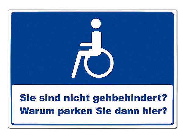 Parkplatz für Behinderte - Schild aus Aluminium A4-Format