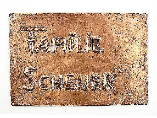 Namensschild aus Kupfer - Kupferschild 230 mm x 150 mm