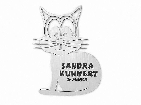 Edelstahlschild Katzenmotiv mit oder ohne Klingel - 160 x 210 mm