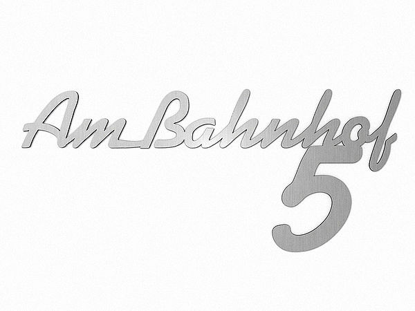 Edelstahl Hausnummer mit Straenname Typ 8 | bis 21 Buchstaben