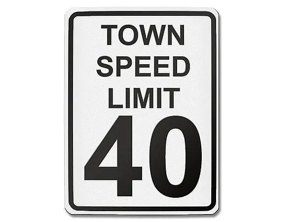 Verkehrszeichen USA - Town speed limit 40 - 31,5 x 42 cm