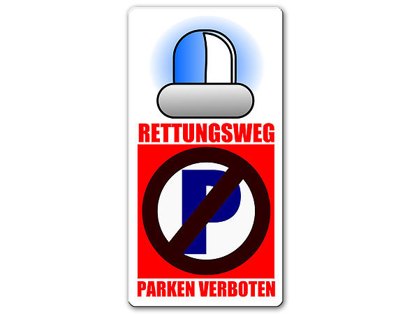 Parkverbotsschild fr Fluchtweg - Hinweisschild Rettungsweg aus Aluminium