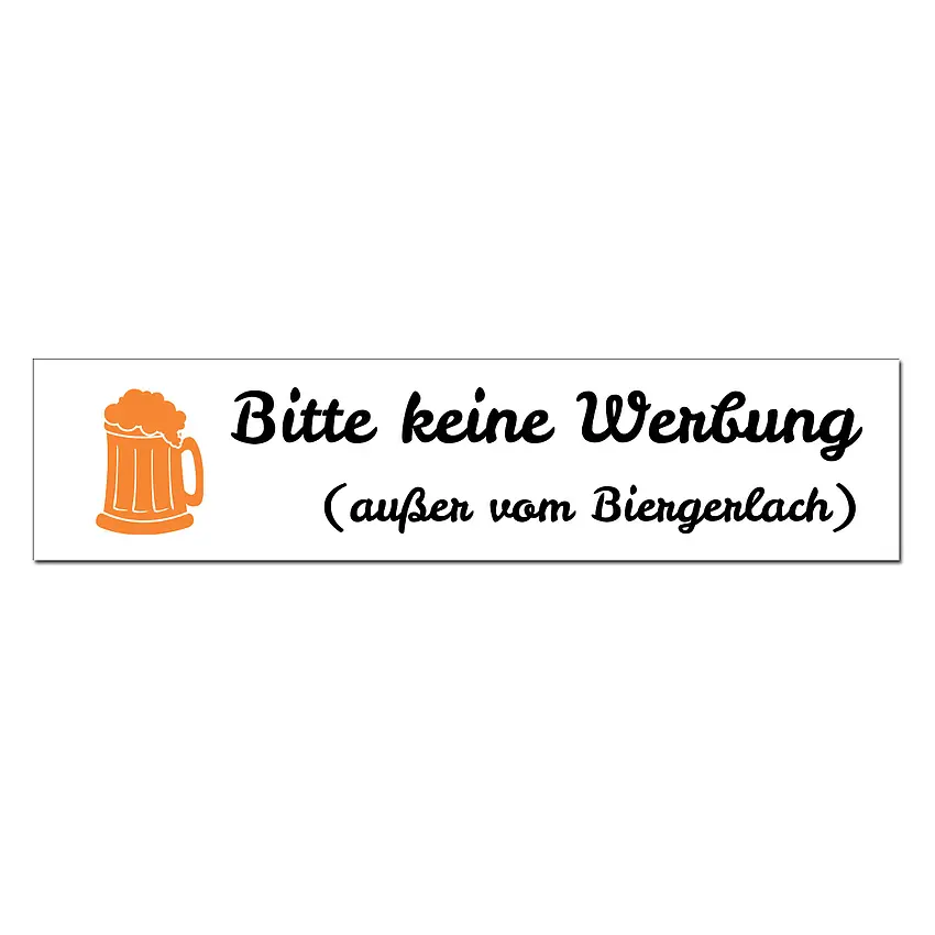Hinweisschild - keine Werbung einwerfen 15 x 3,5 cm mit Wunschtext 15 x 3.5 cm