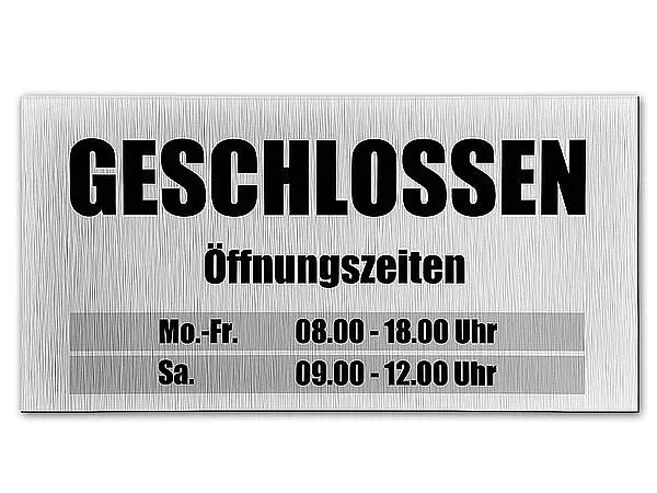 Geschlossen Schild - Türschild aus Aluminium für die Ladenbeschriftung
