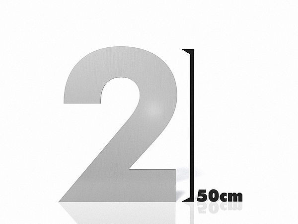 V2A Edelstahl - groe Zahlen als Hausnummer - Hausnummer 2