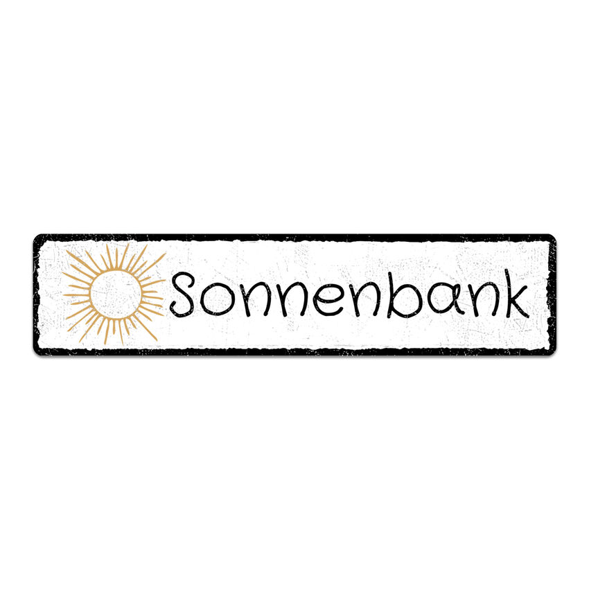 Vintage Schild aus Aluminium mit Wunschtext 300 x 75 mm wei long