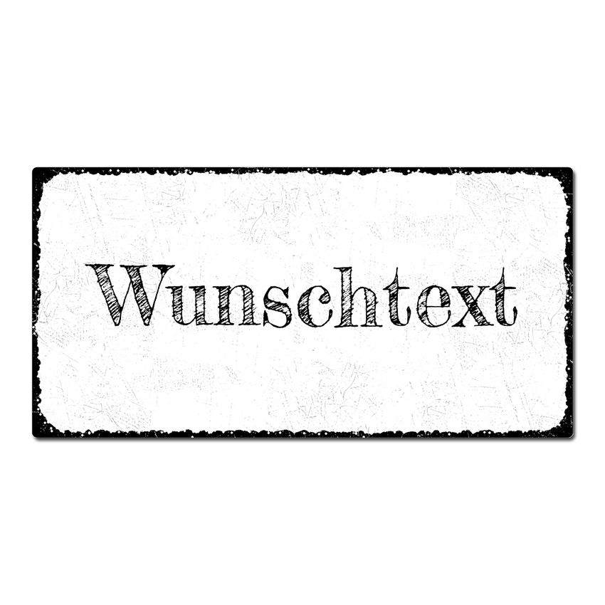 Vintage Schild mit Wunschtext - 300 x 150 mm weiß medium