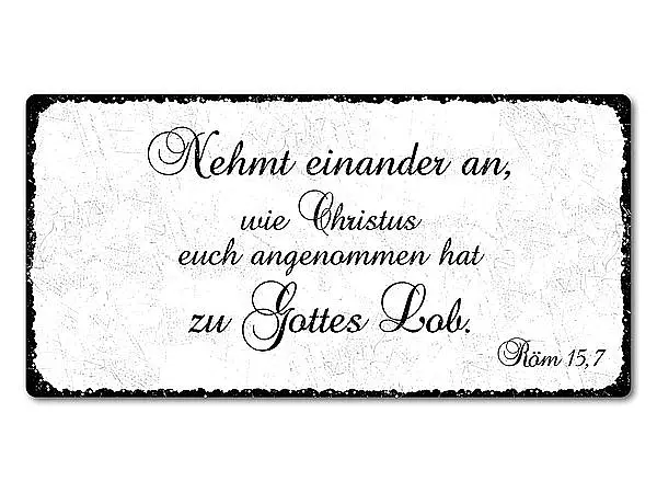 Blechschild im Vintage Style "Nehmet einander an..." 20 x 10 cm
