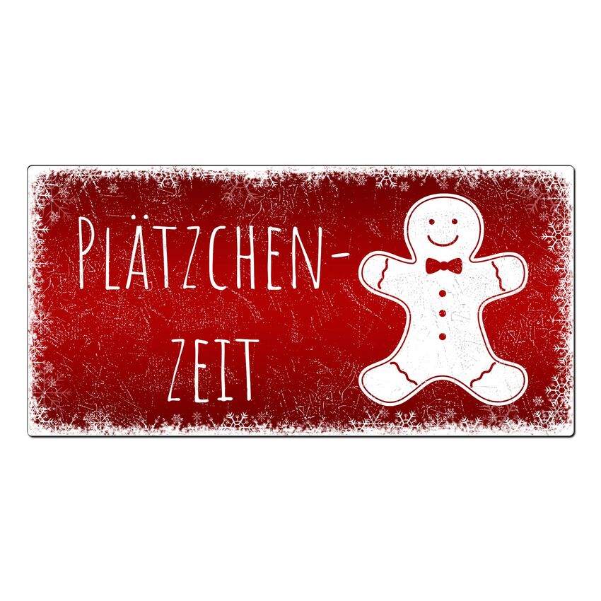Winterdeko Schneeflckchen - Blechschild zum Selbstgestalten 200 x 100 mm rot