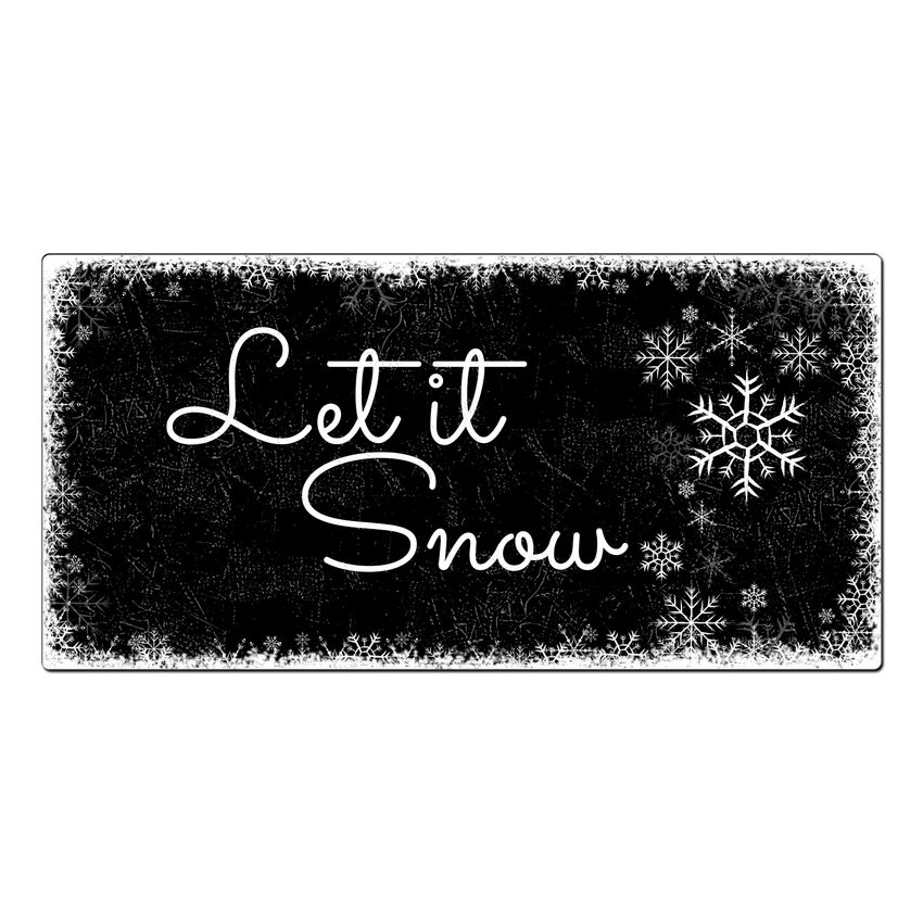 Weihnachtsdeko Schneeflckchen - Schild mit Wunschtext - 300 x 150 mm schwarz