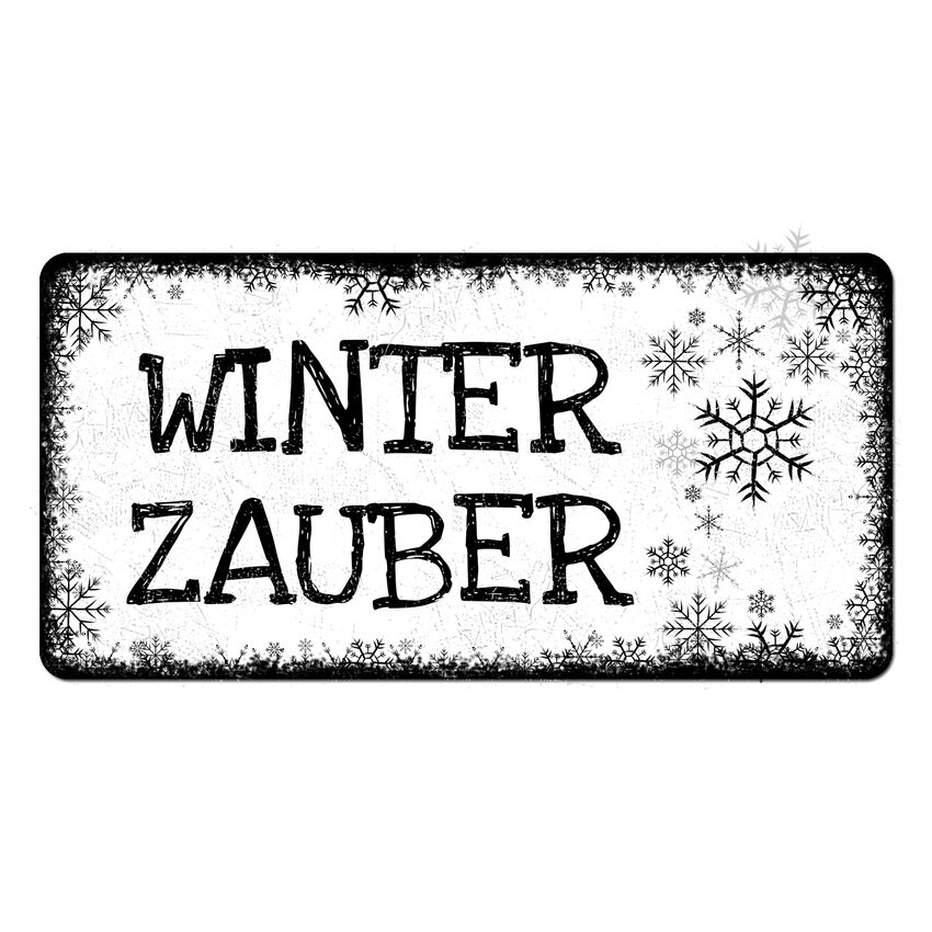 Winterdeko Schneeflöckchen - Schild mit Wunschtext - 300 x 150 mm weiß