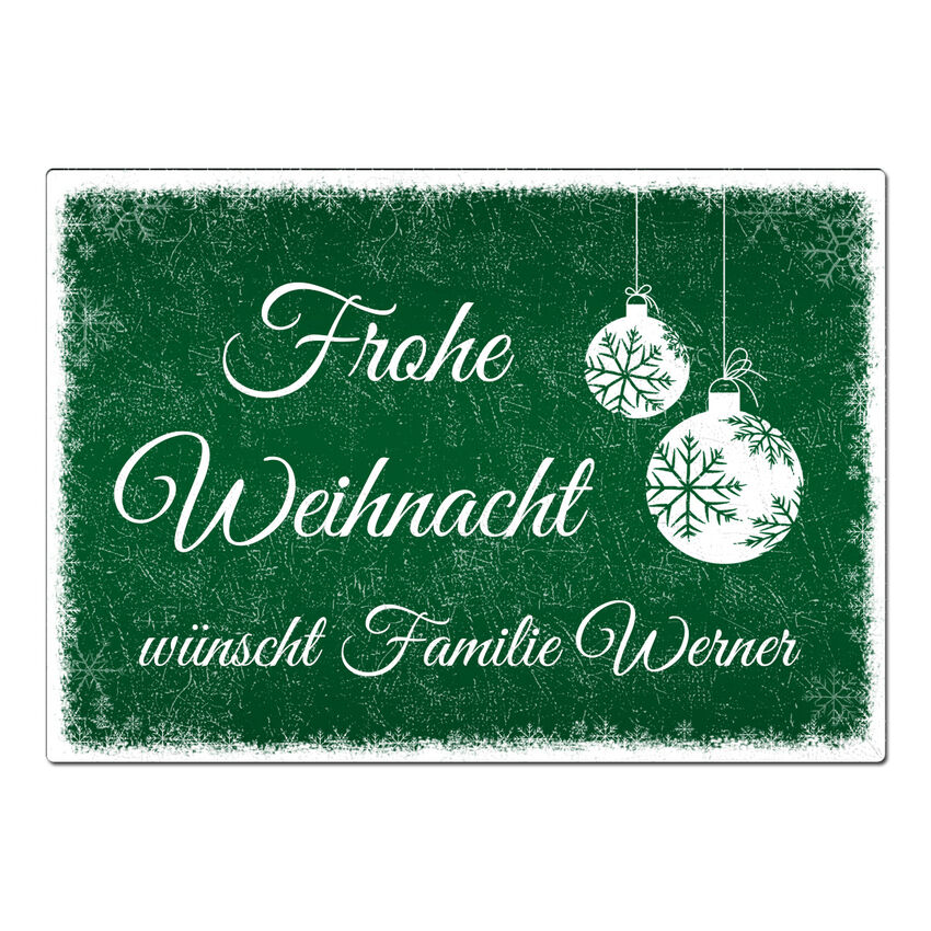 Blechschild Schneeflckchen mit individuellem Wunschtext im Format A4 grn