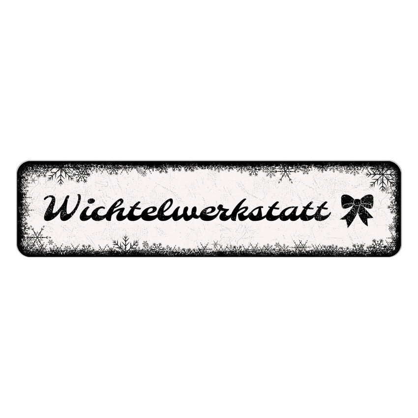 Winterdeko Schneeflöckchen mit eigenem Wunschtext und Symbol 150 x 35 mm weiß