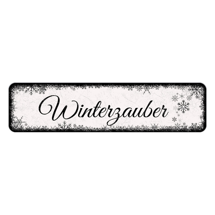 Schild Schneeflckchen mit Wunschtext 300 x 75 mm wei