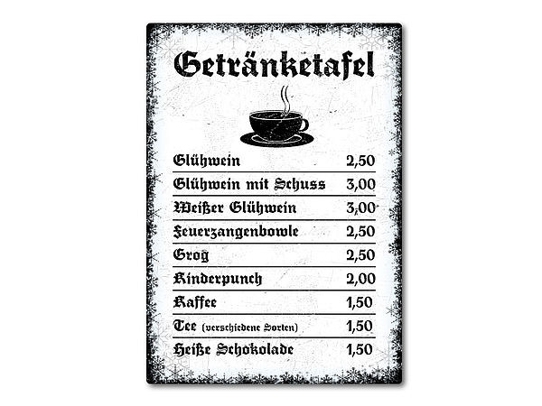 Speisekarte fr den Weihnachtsmarkt im Vintage Look A4