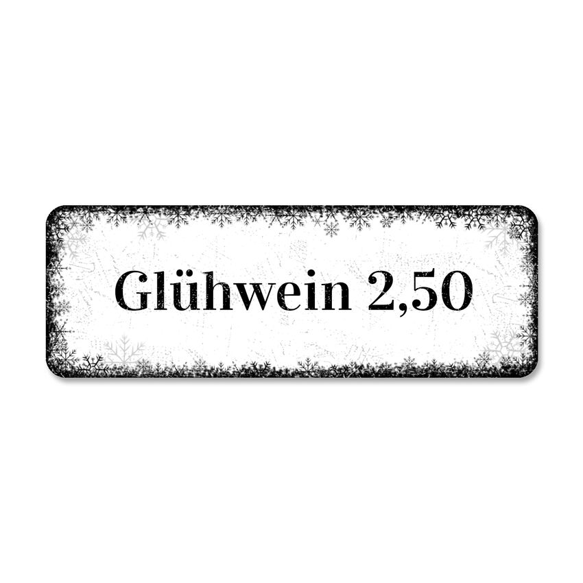 Preisschild fr den Weihnachtsmarkt mit eigenem Wunschtext 100 x 35 mm wei