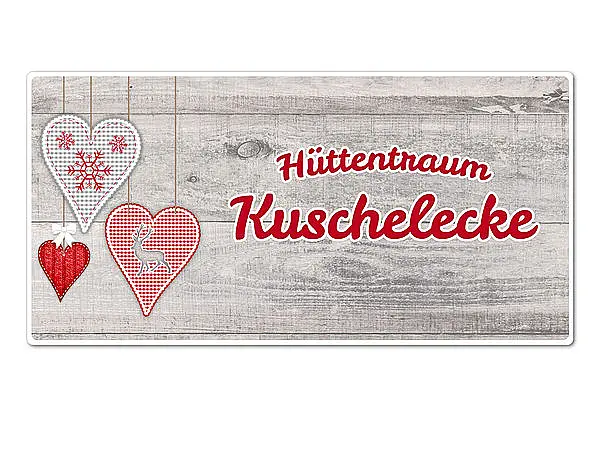 Hüttentraum Dekoschild Kuschelecke oder mit Wunschtext 30 x 15 cm