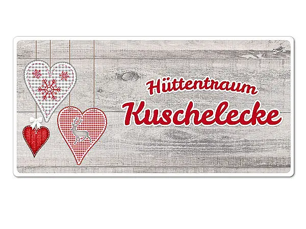 Dekoschild Hüttentraum mit Wunschtext - 20 x 10 cm Motiv Herzen