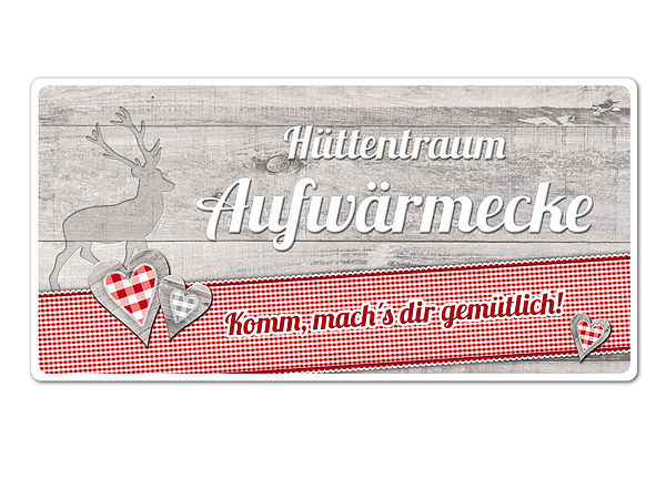 Dekoschild Hüttentraum mit Wunschtext - 200 x 100 mm Motiv Hirsch