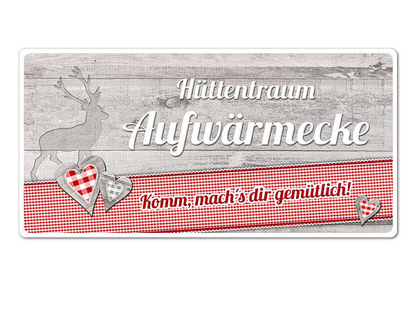 Dekoschild Httentraum mit Wunschtext - 200 x 100 mm Motiv Hirsch