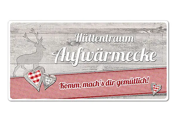 Dekoschild Hüttentraum mit Wunschtext - 20 x 10 cm Motiv Hirsch