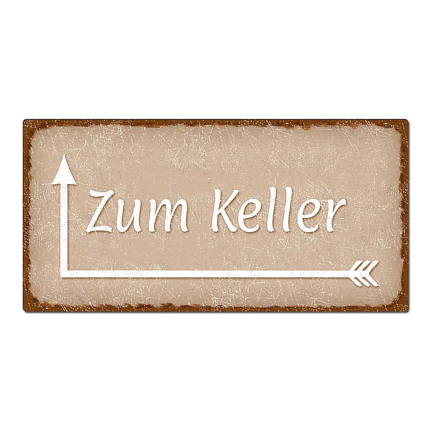 Dekoschild im Vintage Look mit Wunschtext cappuccino 20 x 10 cm
