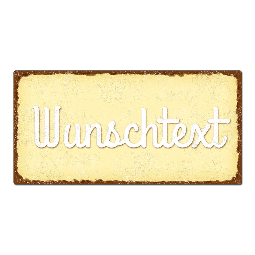 Türschild mit Name oder Wunschtext im Vintage Look 200 x 100 mm gelb small