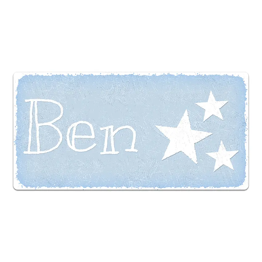 Vintage Schild mit Wunschtext hellblau 20 x 10 cm