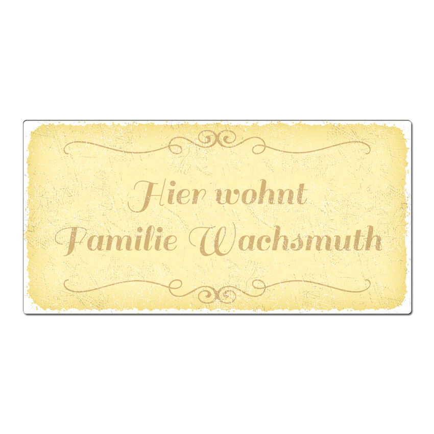 Türschild aus Aluminium 200 x 100 mm vintage gelb small