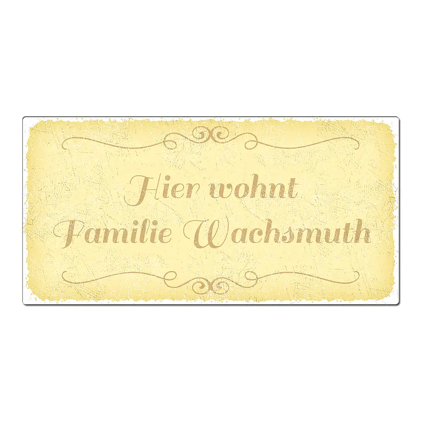 Türschild aus Aluminium vintage gelb 20 x 10 cm