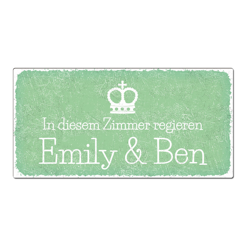 Kinderzimmer-Türschild mit Wunschtext 200 x 100 mm vintage mint small