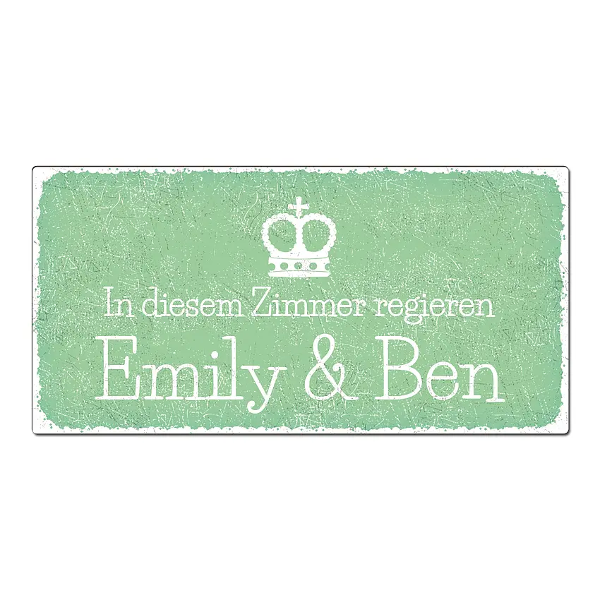 Kinderzimmer-Türschild mit Wunschtext vintage mint 20 x 10 cm