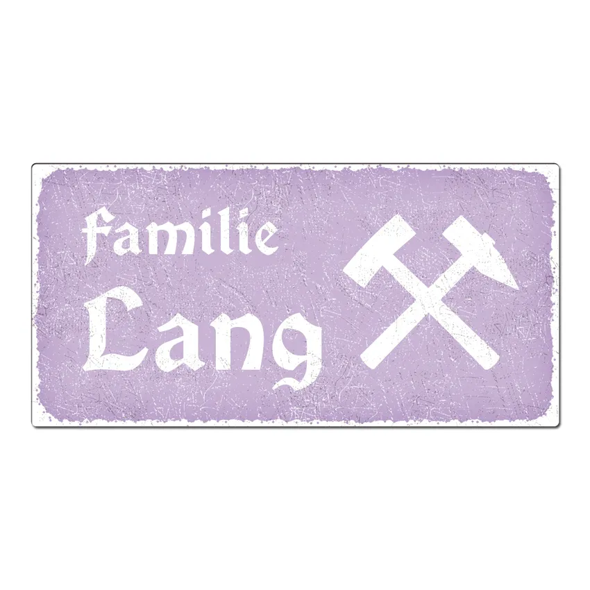 Dekoschild Vintage mit Wunschtext violett 20 x 10 cm