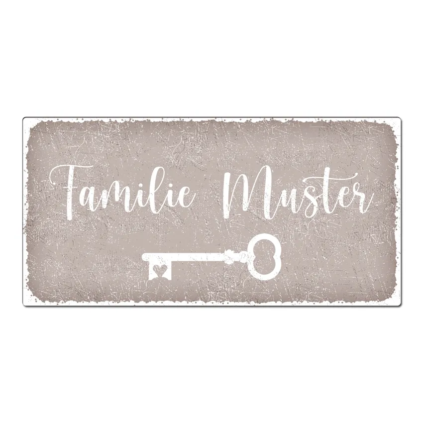 Türschild mit Wunschtext vintage taupe 20 x 10 cm