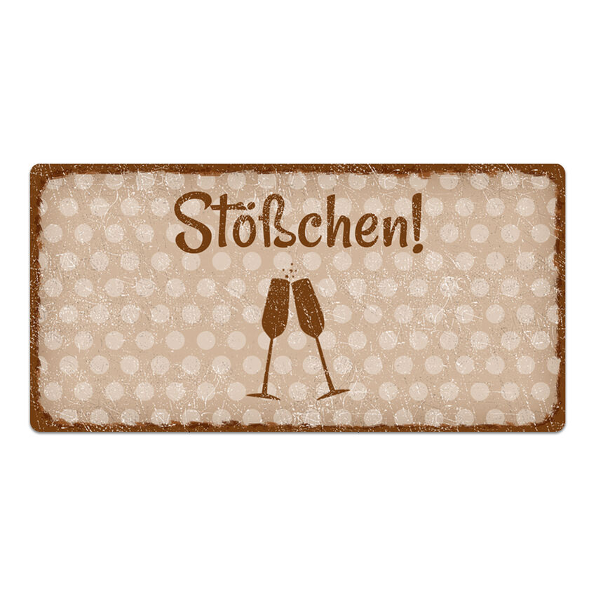 Dekoschild Pnktchen mit Wunschtext 200 x 100 mm vintage cappuccino small