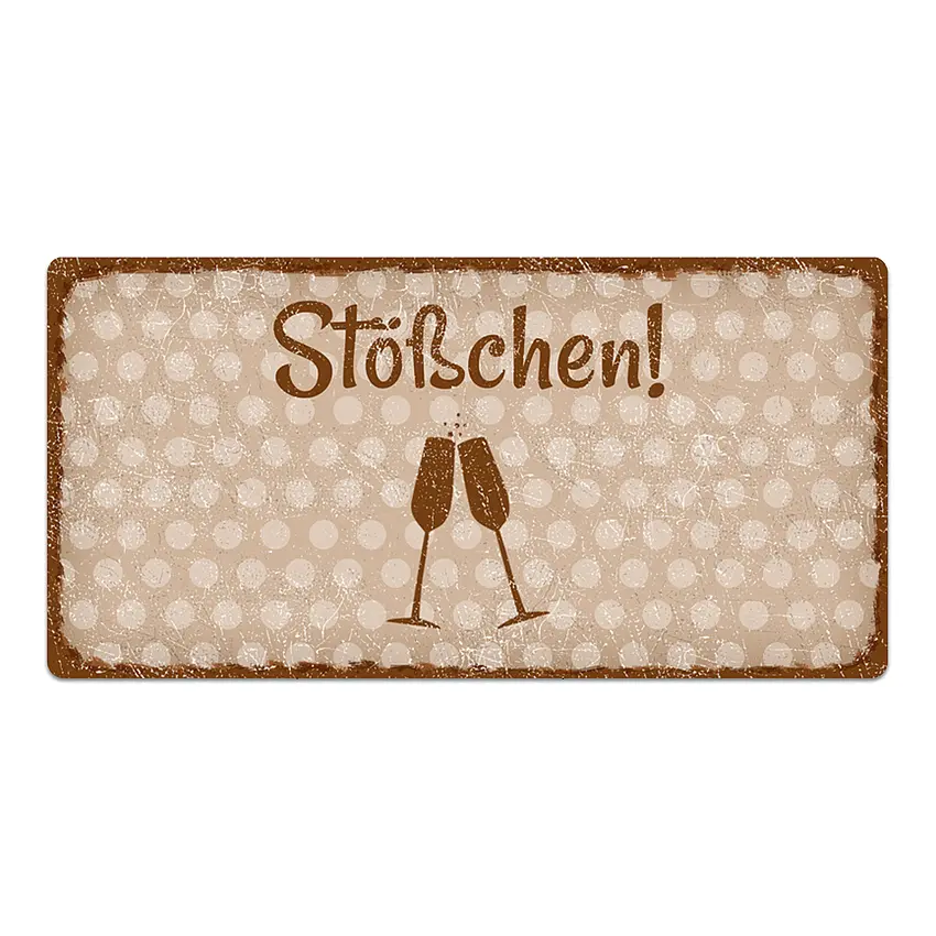 Dekoschild Pünktchen mit Wunschtext vintage cappuccino 20 x 10 cm