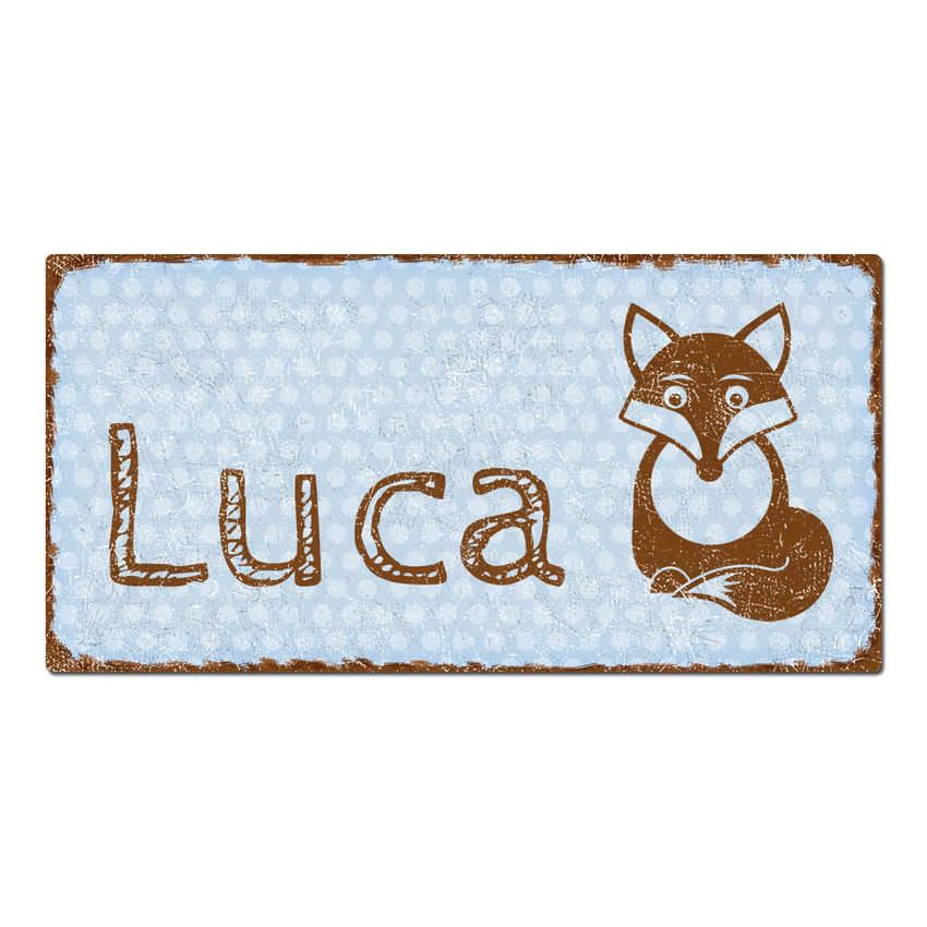 Trschild Pnktchen mit Wunschtext 200 x 100 mm vintage hellblau small