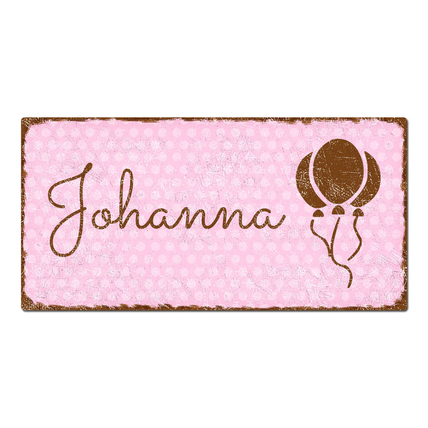 Trschild Pnktchen mit Wunschtext 200 x 100 mm vintage rosa small